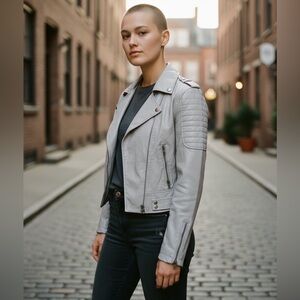 Marc New York (nwot)faux gray leather crop jacket